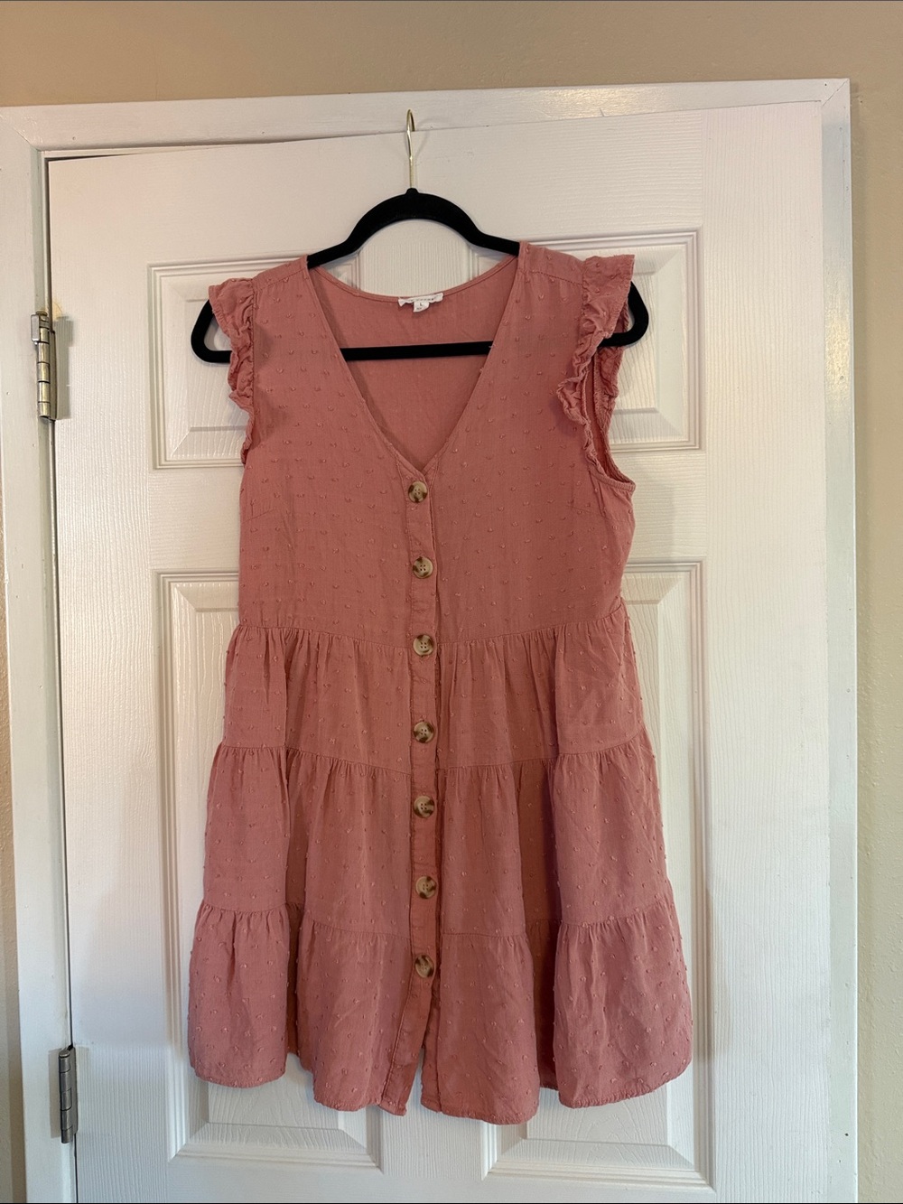 Women’s Pink Button-Front Tiered Dress